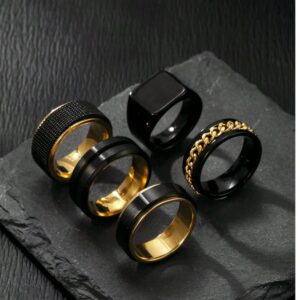Pack of 5 Gold Antique Artificial Rings