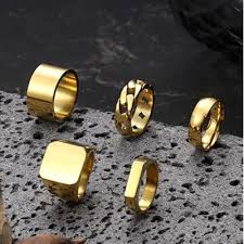 5pcs Stamped Gold Classics Ring Set
